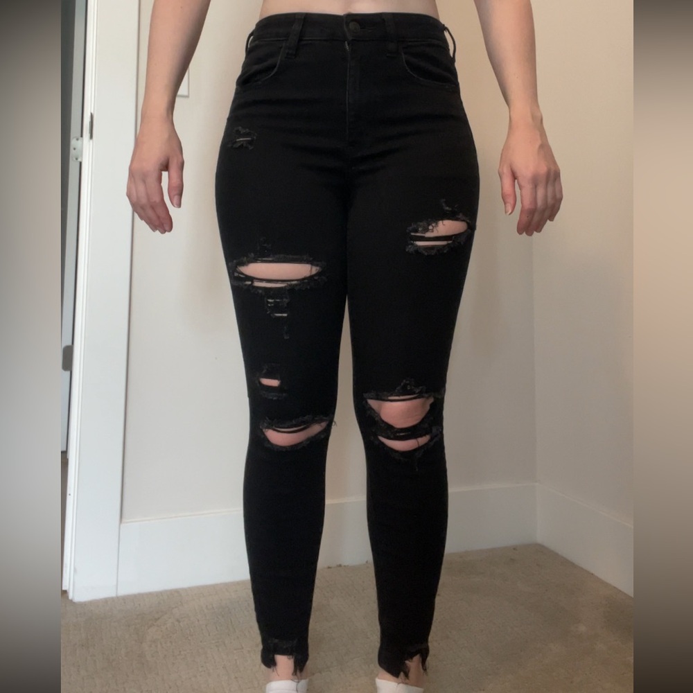 American Eagle Outfitters Black Ripped Skinny Jeans
